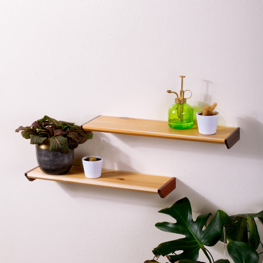 Cedar Floating Shelf w/ Hardwood Accent | Solid Wood Display Shelves | Floating Bathroom Shelf | Unique Wall Shelf | Floating Display shelf