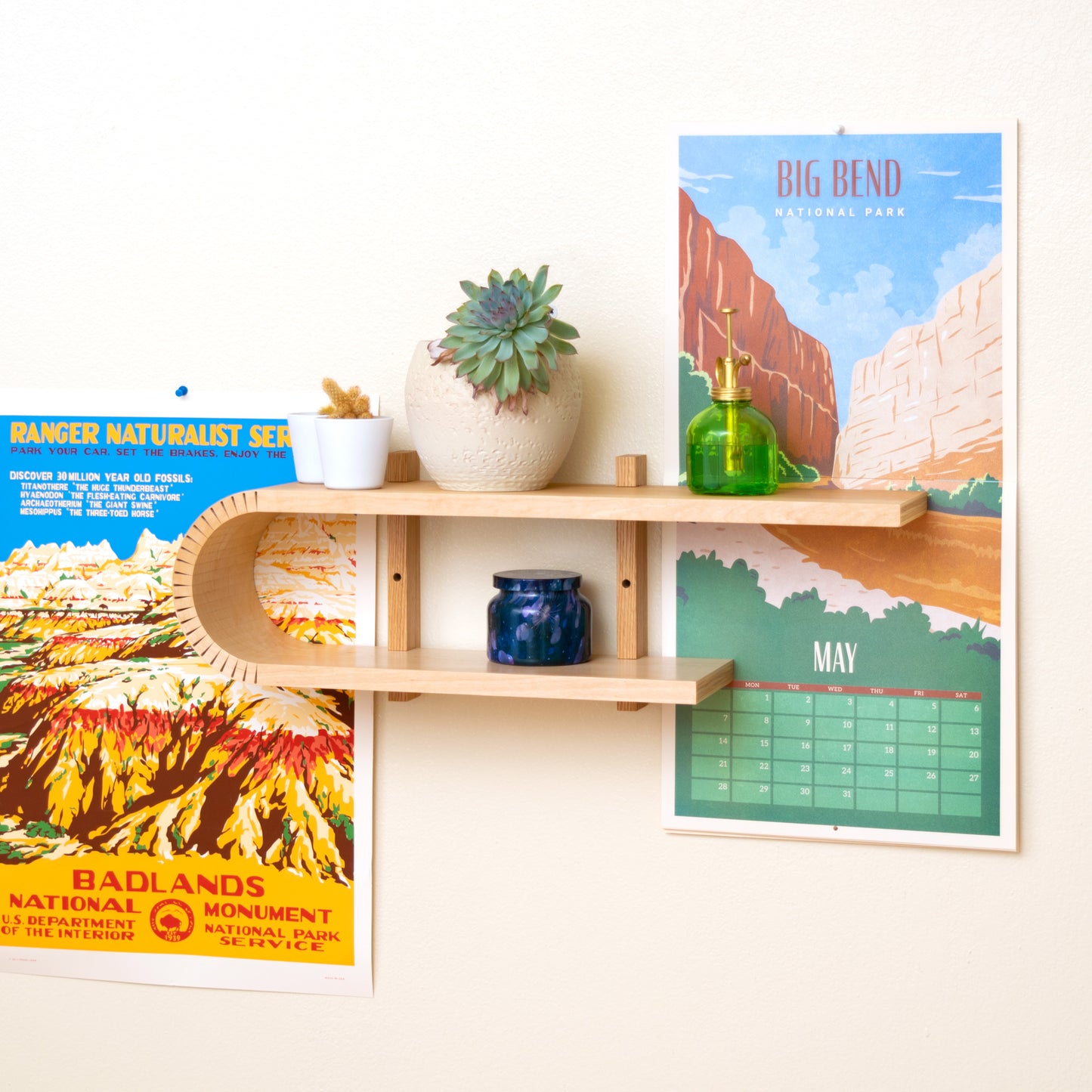 Braced Bent Oval Shelf | Handmade Mid Century Modern Geometric Floating Shelf | Modern Minimal Wood Display Shelf | Unique Wall Bookshelf