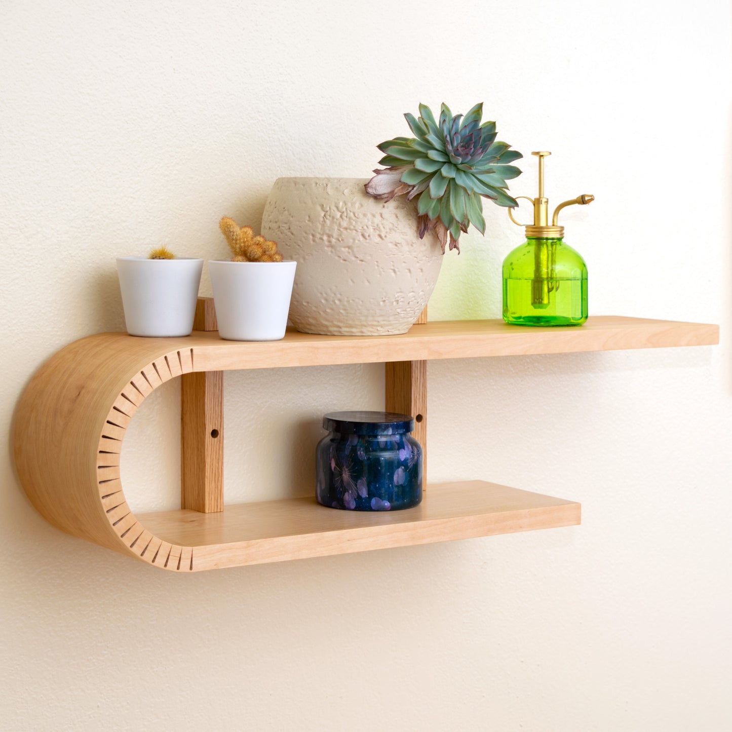 Braced Bent Oval Shelf | Handmade Mid Century Modern Geometric Floating Shelf | Modern Minimal Wood Display Shelf | Unique Wall Bookshelf