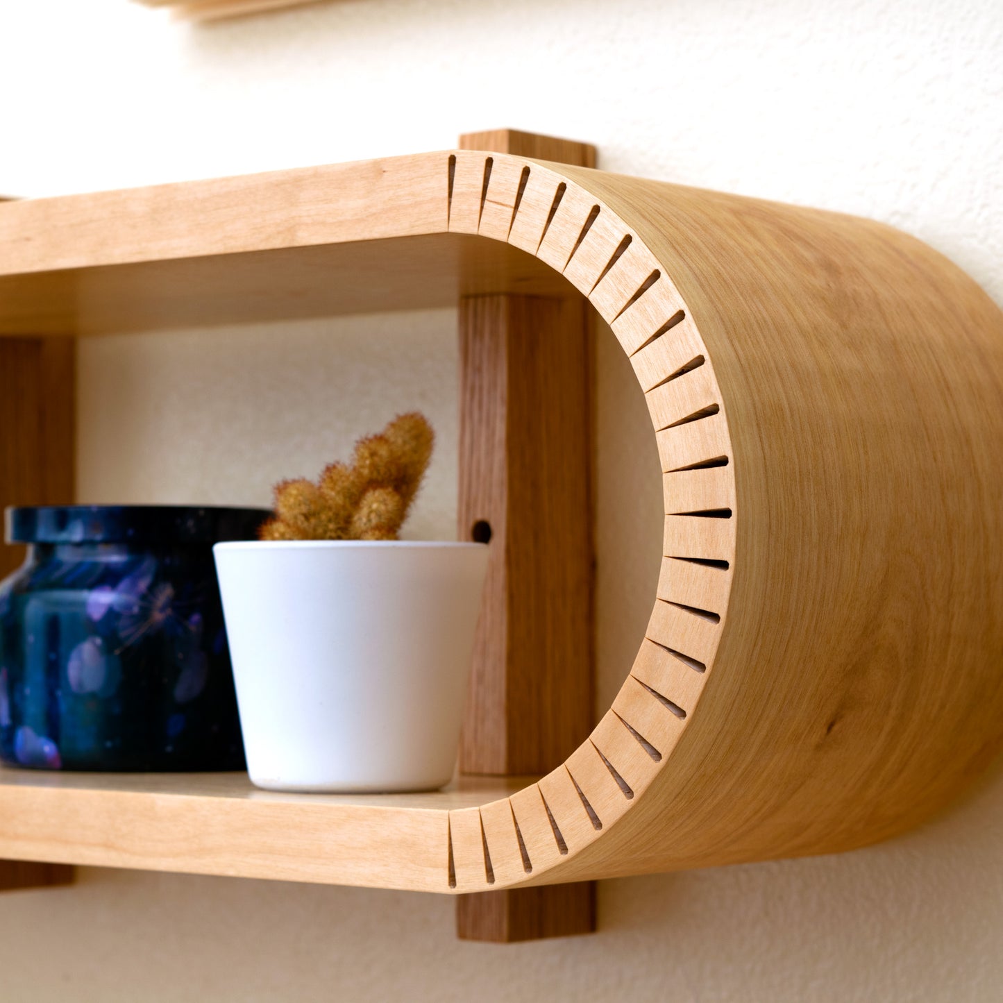 Braced Bent Oval Shelf | Handmade Mid Century Modern Geometric Floating Shelf | Modern Minimal Wood Display Shelf | Unique Wall Bookshelf