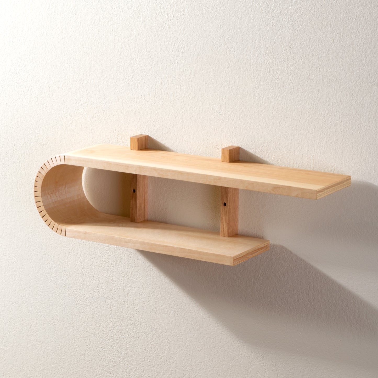 Braced Bent Oval Shelf | Handmade Mid Century Modern Geometric Floating Shelf | Modern Minimal Wood Display Shelf | Unique Wall Bookshelf