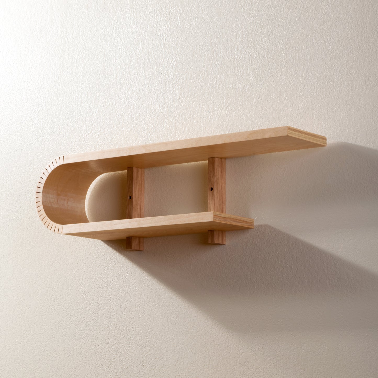 Braced Bent Oval Shelf | Handmade Mid Century Modern Geometric Floating Shelf | Modern Minimal Wood Display Shelf | Unique Wall Bookshelf