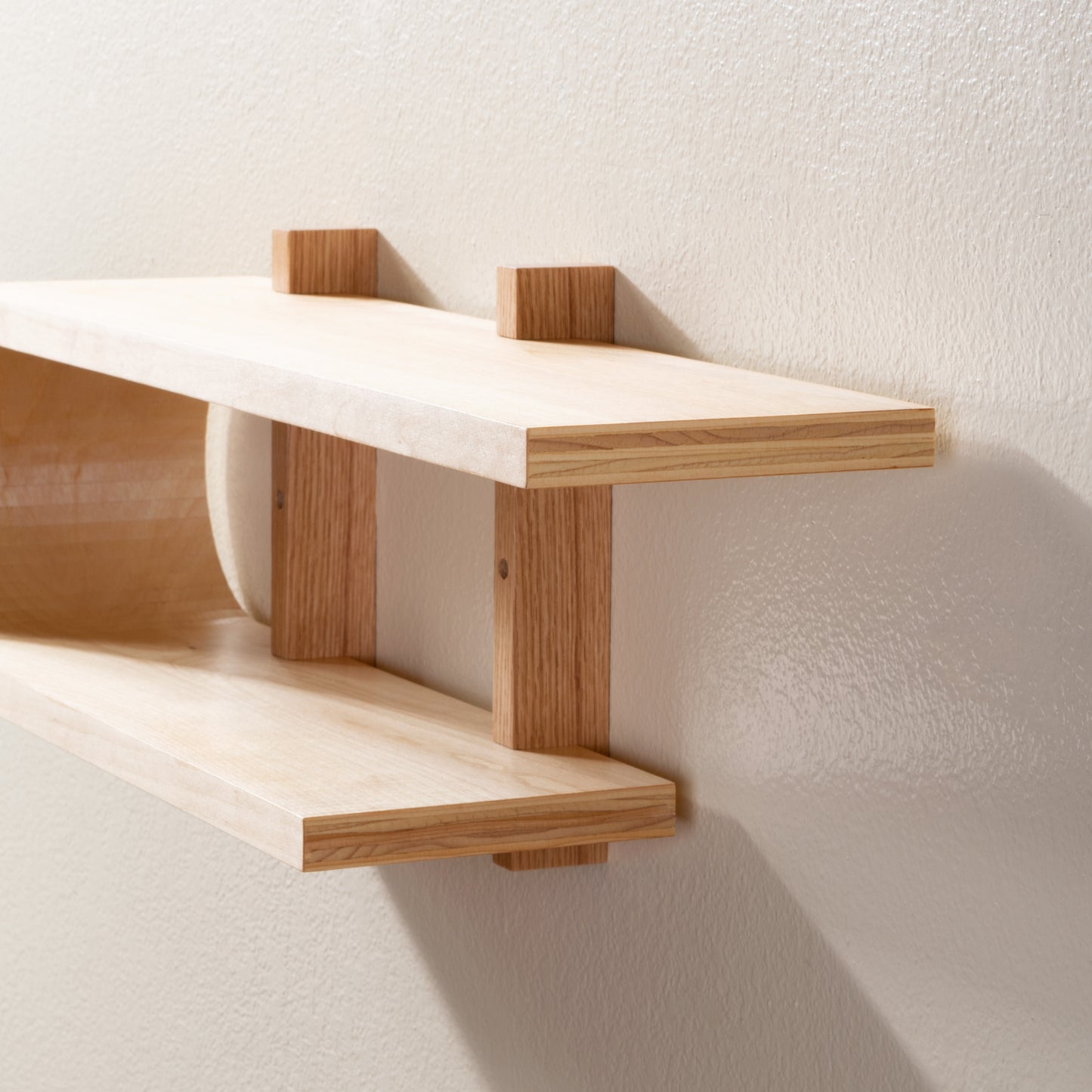 Braced Bent Oval Shelf | Handmade Mid Century Modern Geometric Floating Shelf | Modern Minimal Wood Display Shelf | Unique Wall Bookshelf