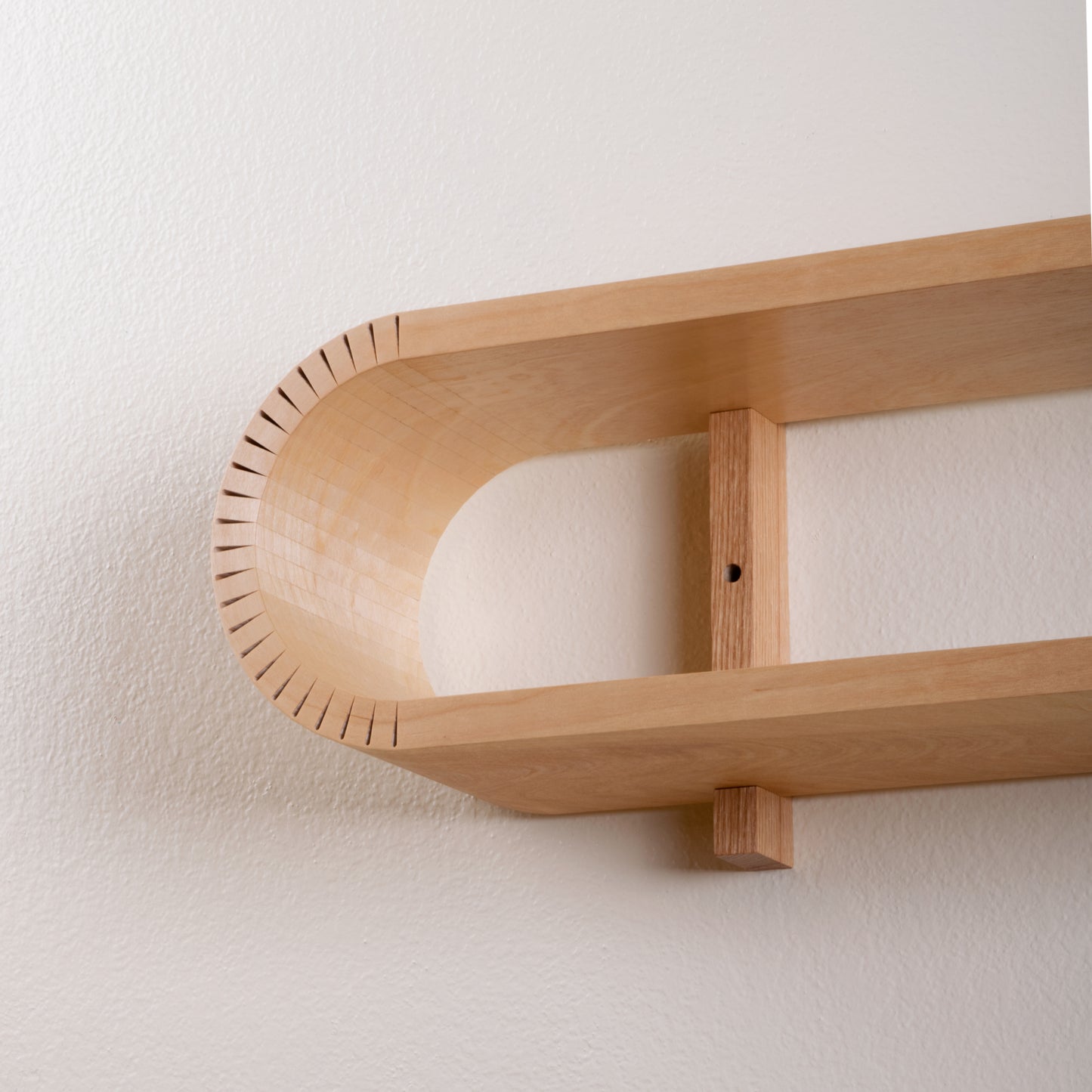 Braced Bent Oval Shelf | Handmade Mid Century Modern Geometric Floating Shelf | Modern Minimal Wood Display Shelf | Unique Wall Bookshelf
