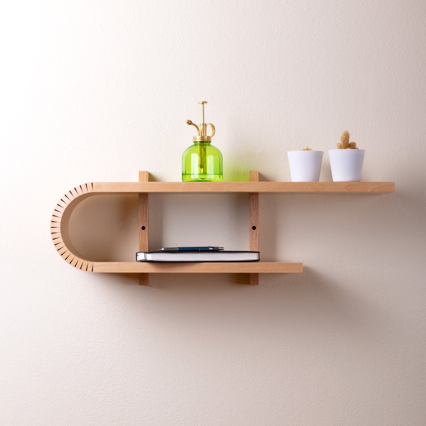 Braced Bent Oval Shelf | Handmade Mid Century Modern Geometric Floating Shelf | Modern Minimal Wood Display Shelf | Unique Wall Bookshelf