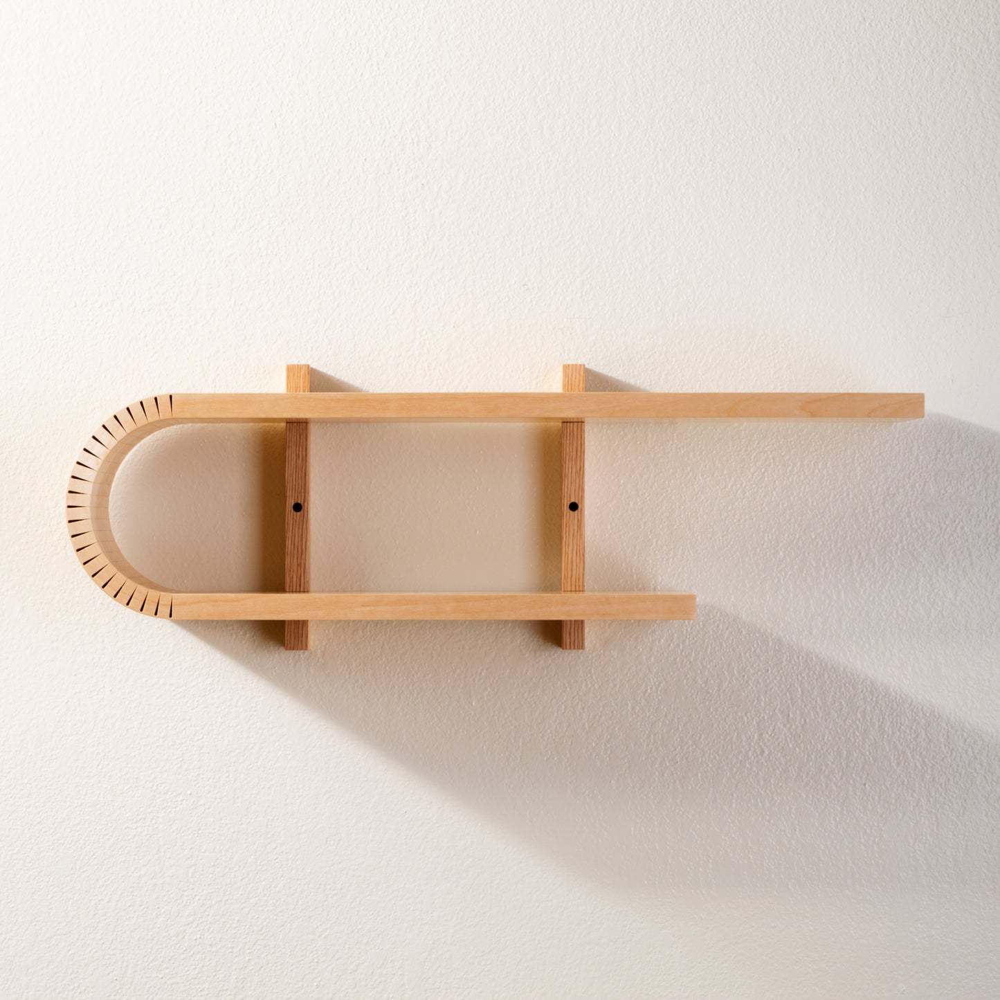 Braced Bent Oval Shelf | Handmade Mid Century Modern Geometric Floating Shelf | Modern Minimal Wood Display Shelf | Unique Wall Bookshelf