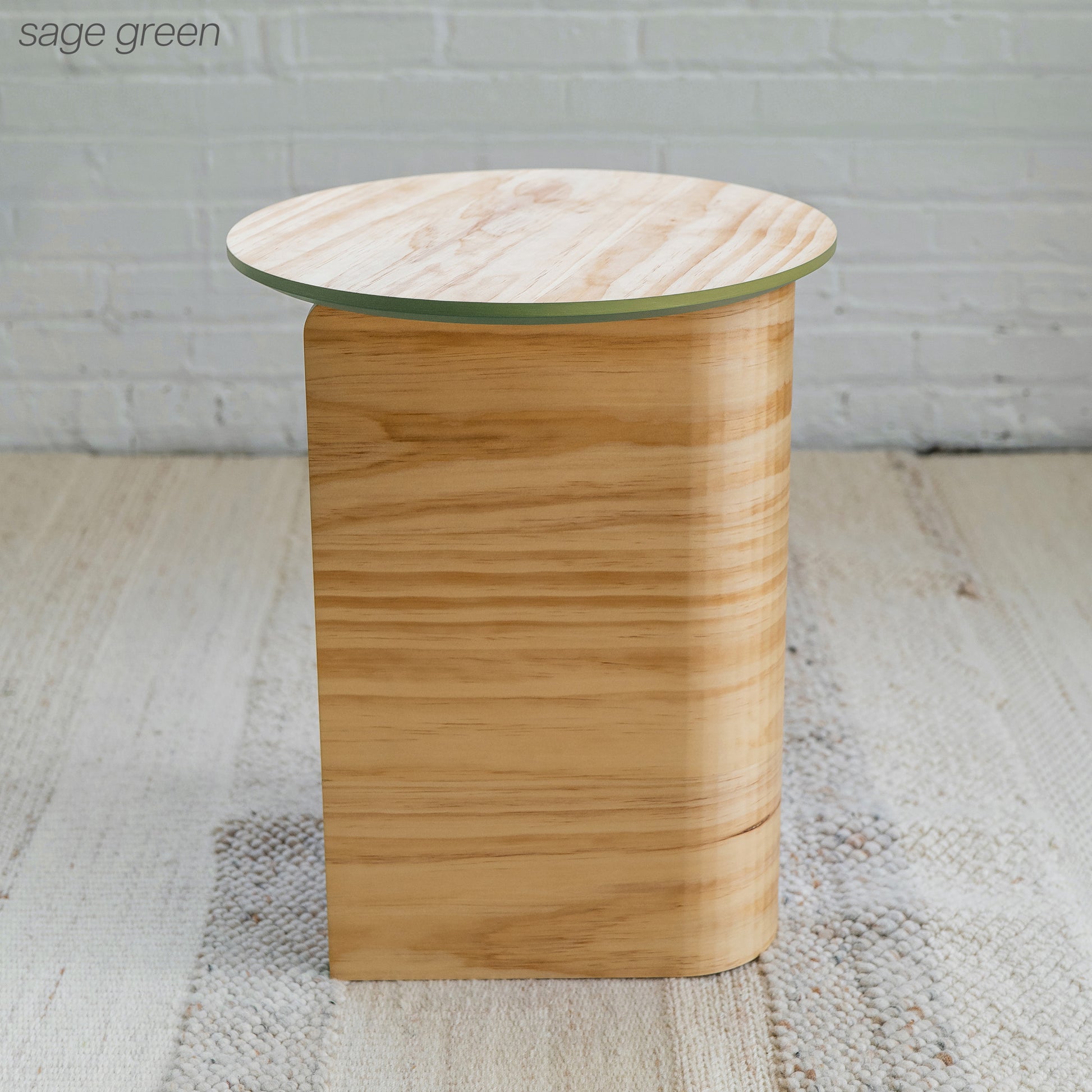 Round End Table Sage Green