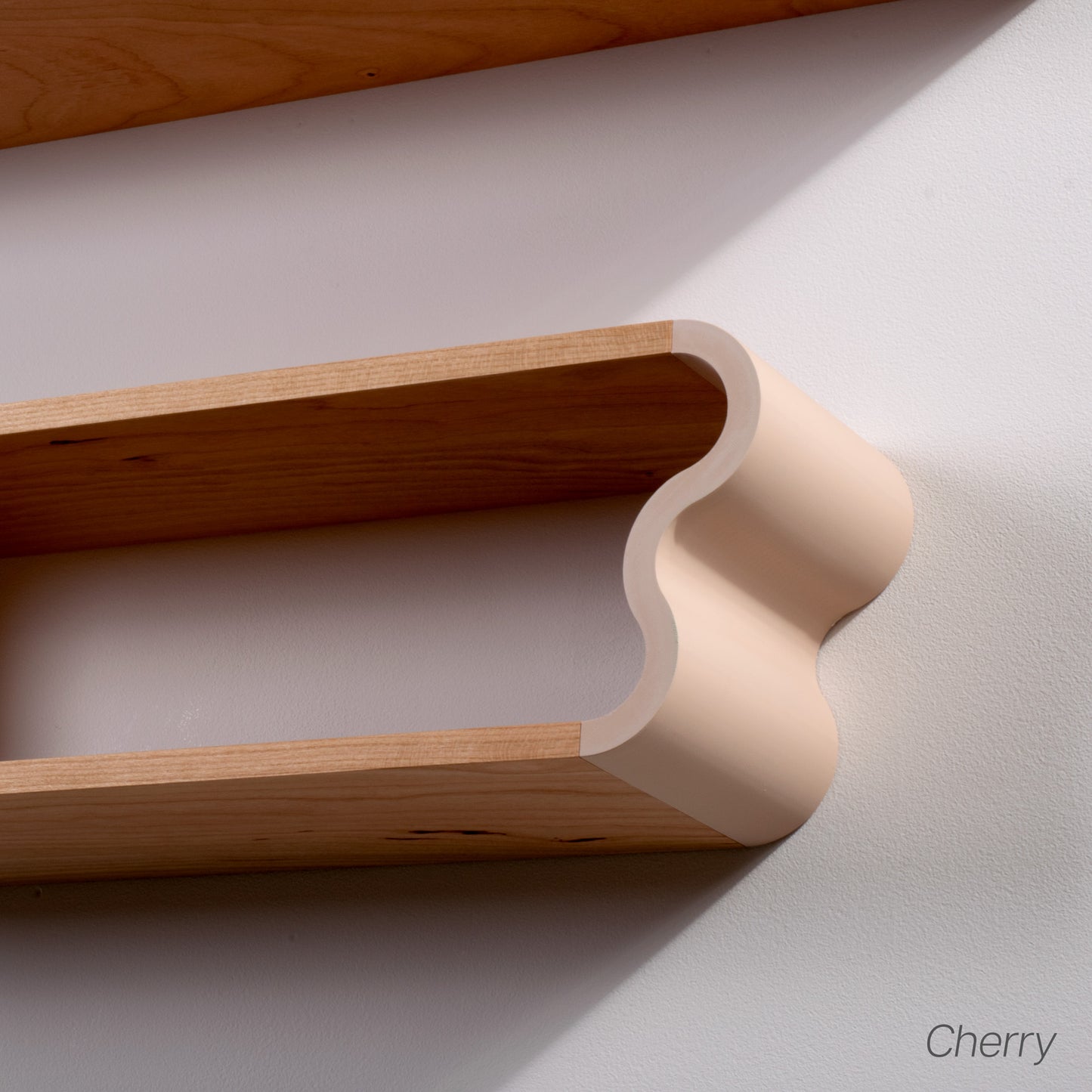 Squiggle Floating Shelves | Pastel Accented Cherry and Ash Hardwood Shelving | Modular Display & Storage | Floating Shelving | Wall Shelf